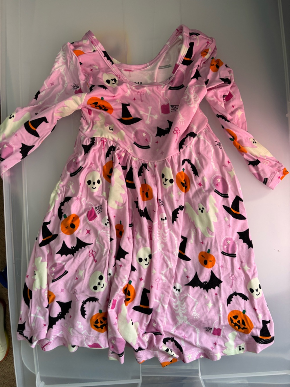 Little Sleepies Pink Halloween Bamboo Dress 3T Twirl Skater Dress - Picture 5 of 8